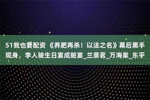 51我也要配资 《养肥再杀！以法之名》幕后黑手现身，李人骏生日宴成赃宴_兰景茗_万海案_东平