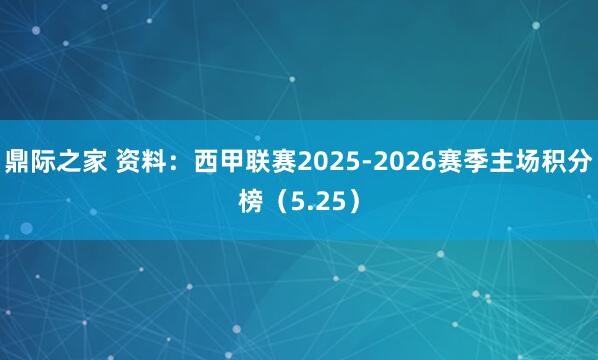 鼎际之家 资料：西甲联赛2025-2026赛季主场积分榜（5.25）